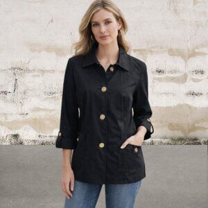 Charter Club Women's Black Button-Up Women's Jacket Size Medium